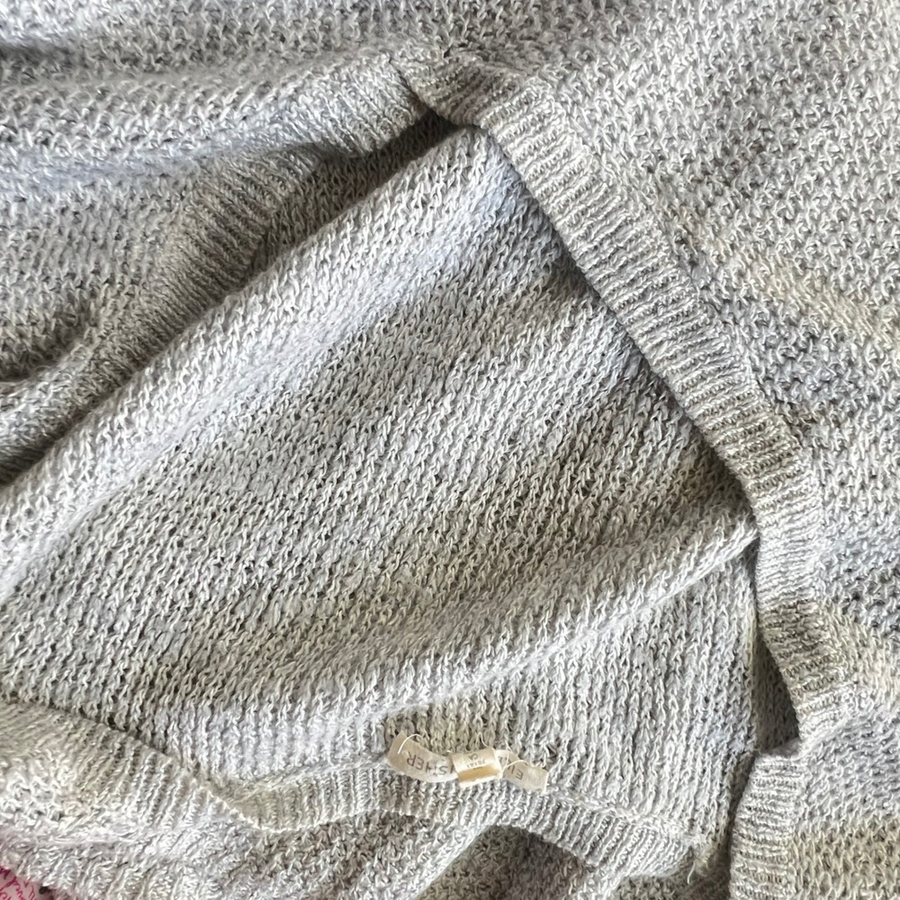 Eileen Fisher Tunic Sweater Womens M Linen Blend V-Neck Short Sleeve Gray Boho - Picture 4 of 13